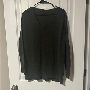 Dark Green V-Neck Women's Sweater